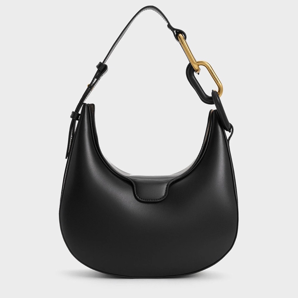 Madison west black leather shoulder bag